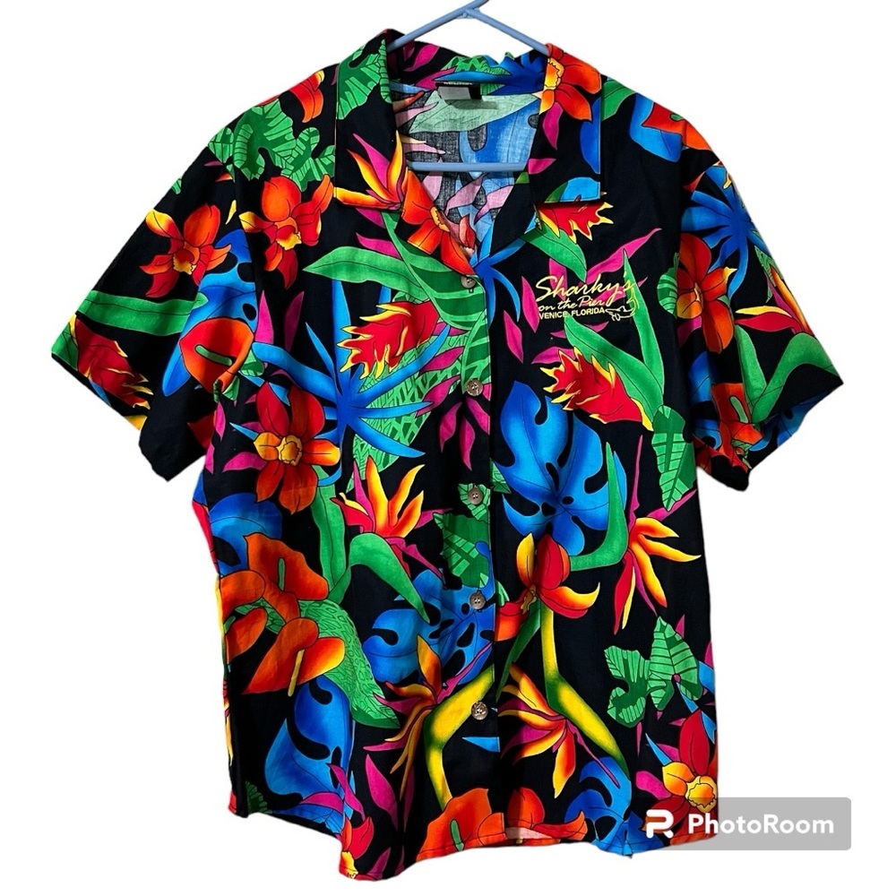TOUCAN DANCE by Fast Lane men’s size XL Sharky’s on the Pier restaurant too flaw